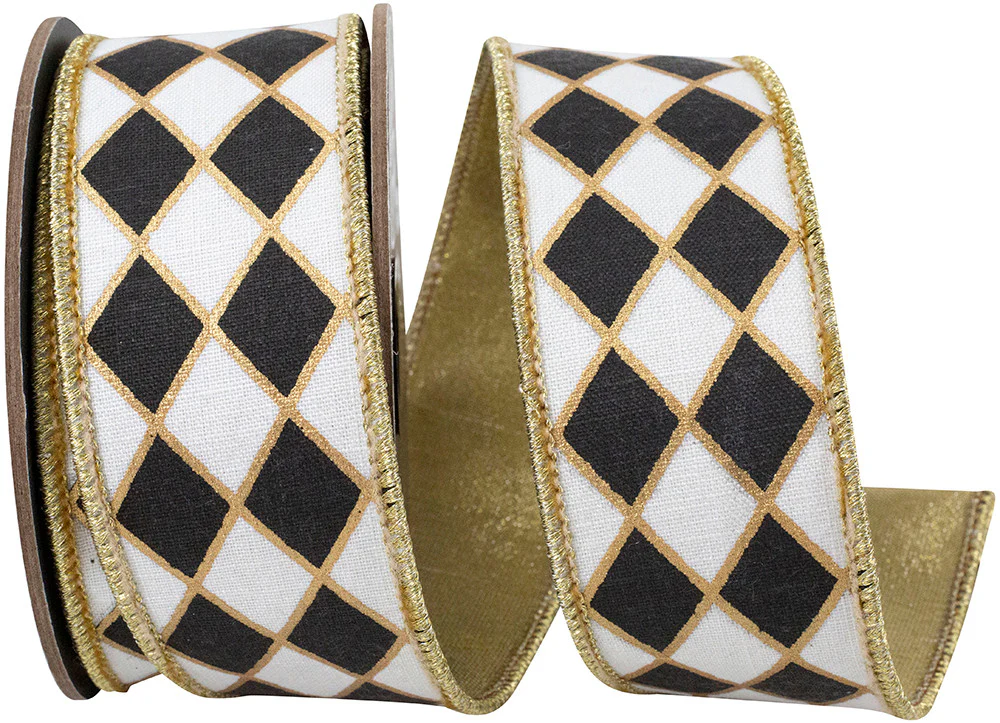 1-1/2 Inch Diamond Elite Metallic Outline Deluxe Wired Edge Ribbon - Image 2