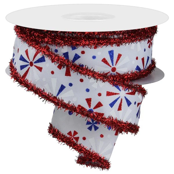 1.5" x 10yd Vintage Pinwheels/Tinsel Ribbon - Image 2
