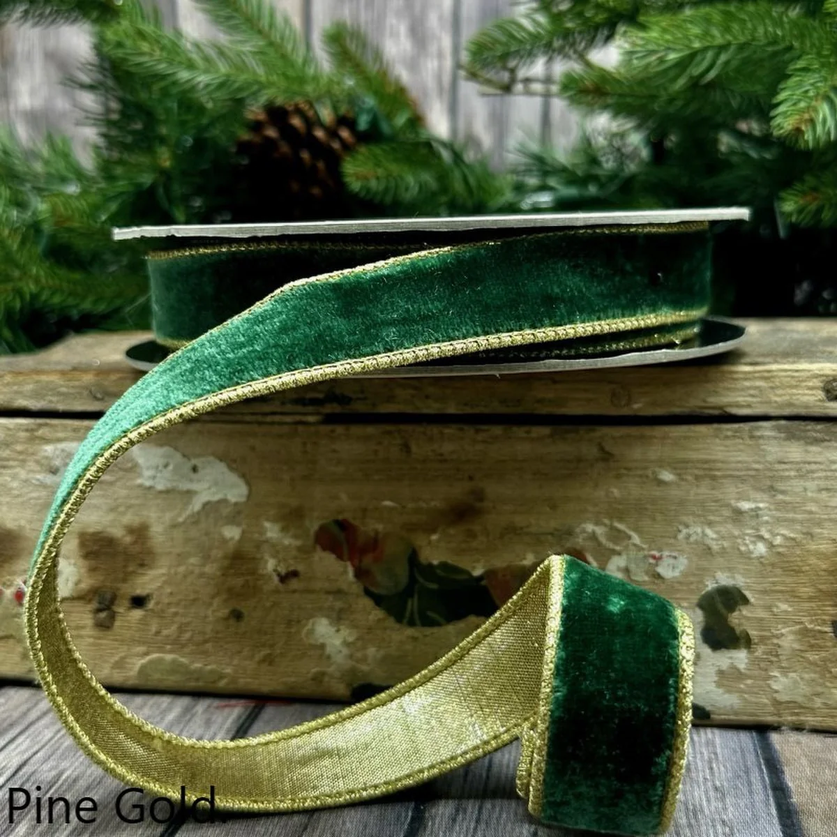 1” X 10YDS VP Lush Velvet Matching Dupion Back, Pine