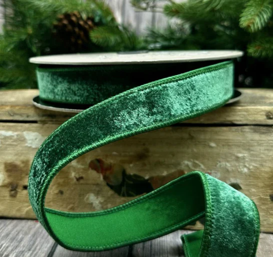 1” X 10YDS VP Lush Velvet Matching Dupion Back, Pine - Image 2