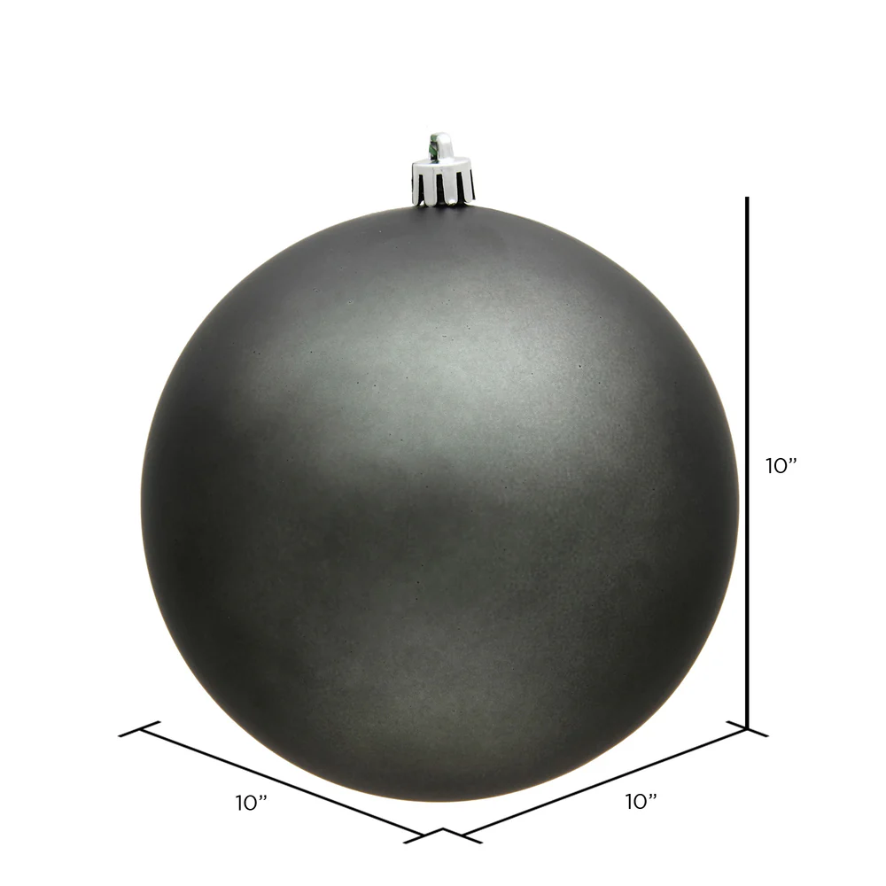 10" Pewter Matte Ball UV Drilled Cap Ornament - Image 2