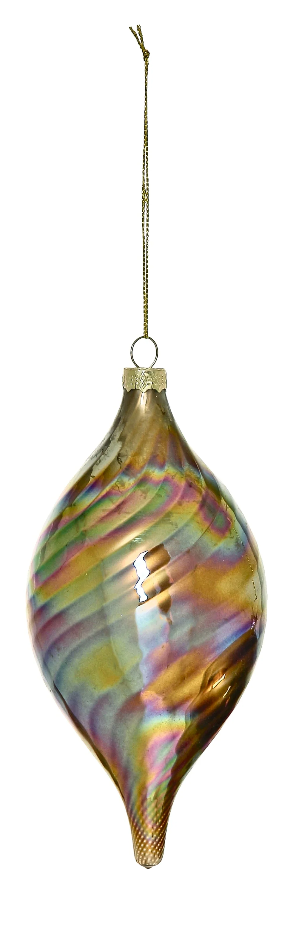 100MM Iridescent Pearl Swirl Hazelnut Ornament - Sold Individually - Image 2