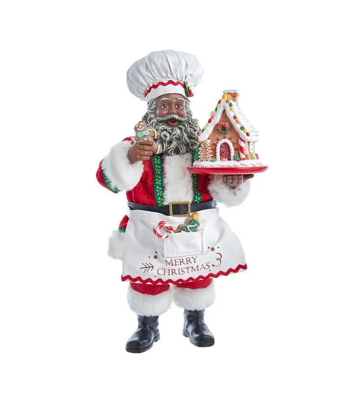 10.5" Fabriché African American Gingerbread Chef Santa