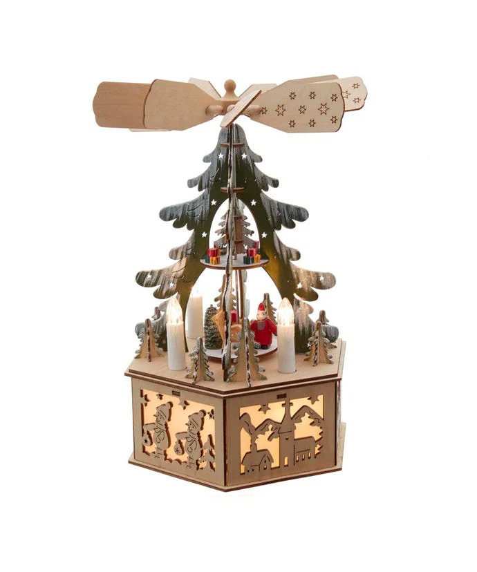 11” Battery-Operated Musical LED Christmas Tree Windmill Scene