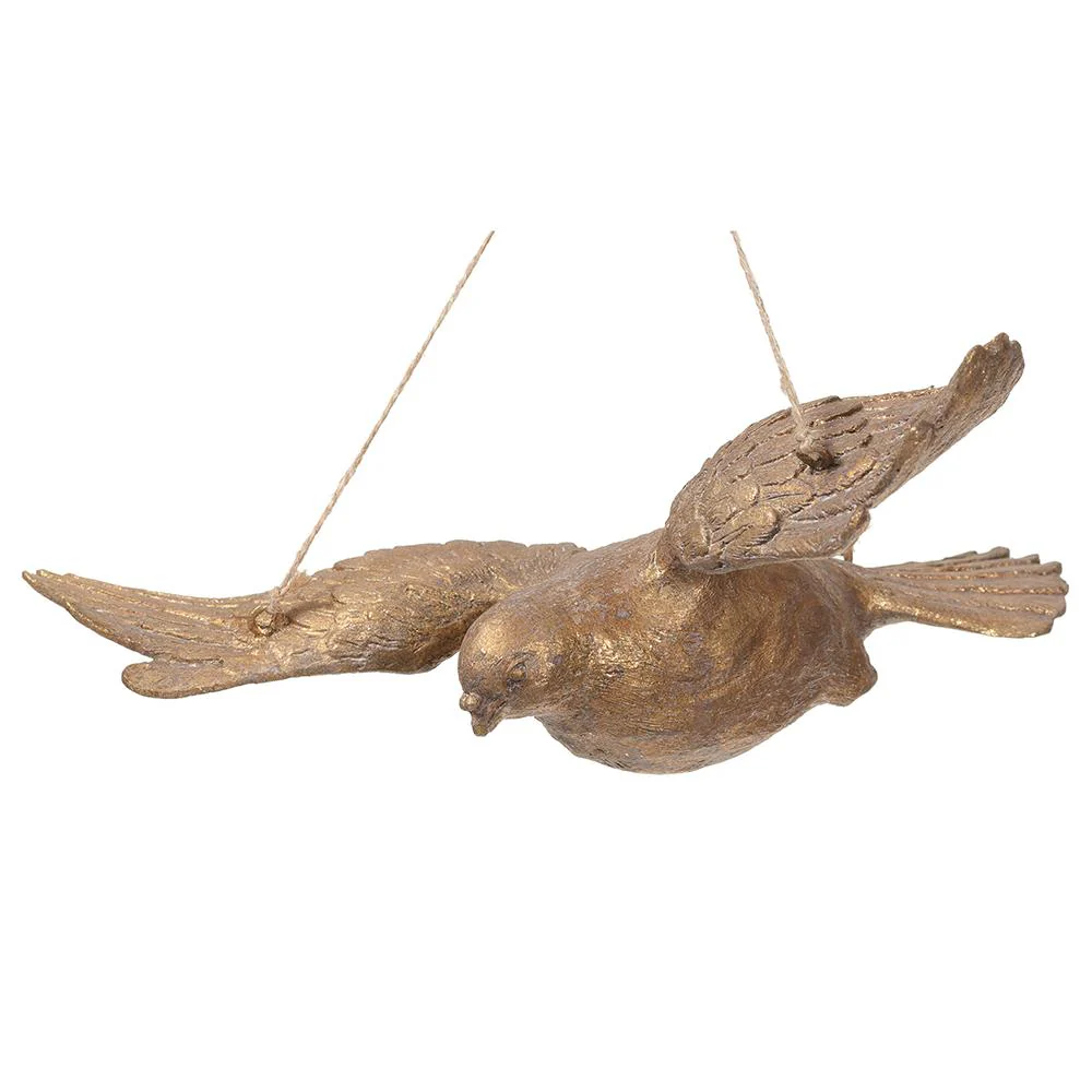 11" Bird Ornament Gold Antique