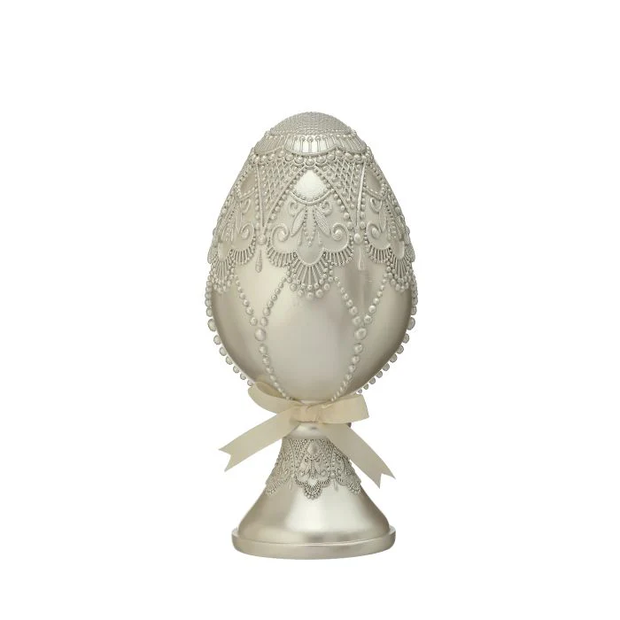 12” Resin Beaded Fancy Pedestal Egg