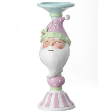 12" Resin Candy Santa Candle Stand - Image 2