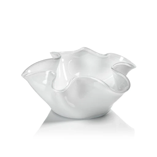 12" Tropezana Wave Glass Bowl - White