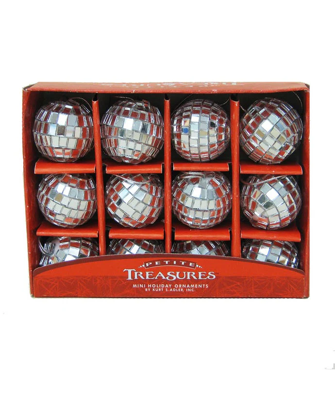 1.25" Petite Treasures Mirrored Disco Ball Glass Ornament - Sold as a Set - Image 5