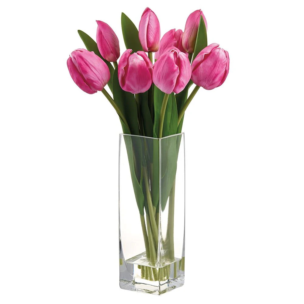 13.5 Inch Tulip in Glass Vase - Image 2