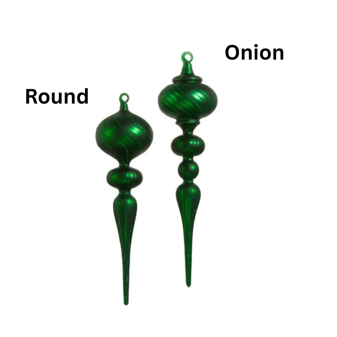 13" Matte Green Finial Ornament - Image 2