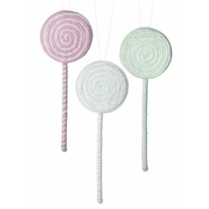 14" Frosted Pastel Lollipop Ornament