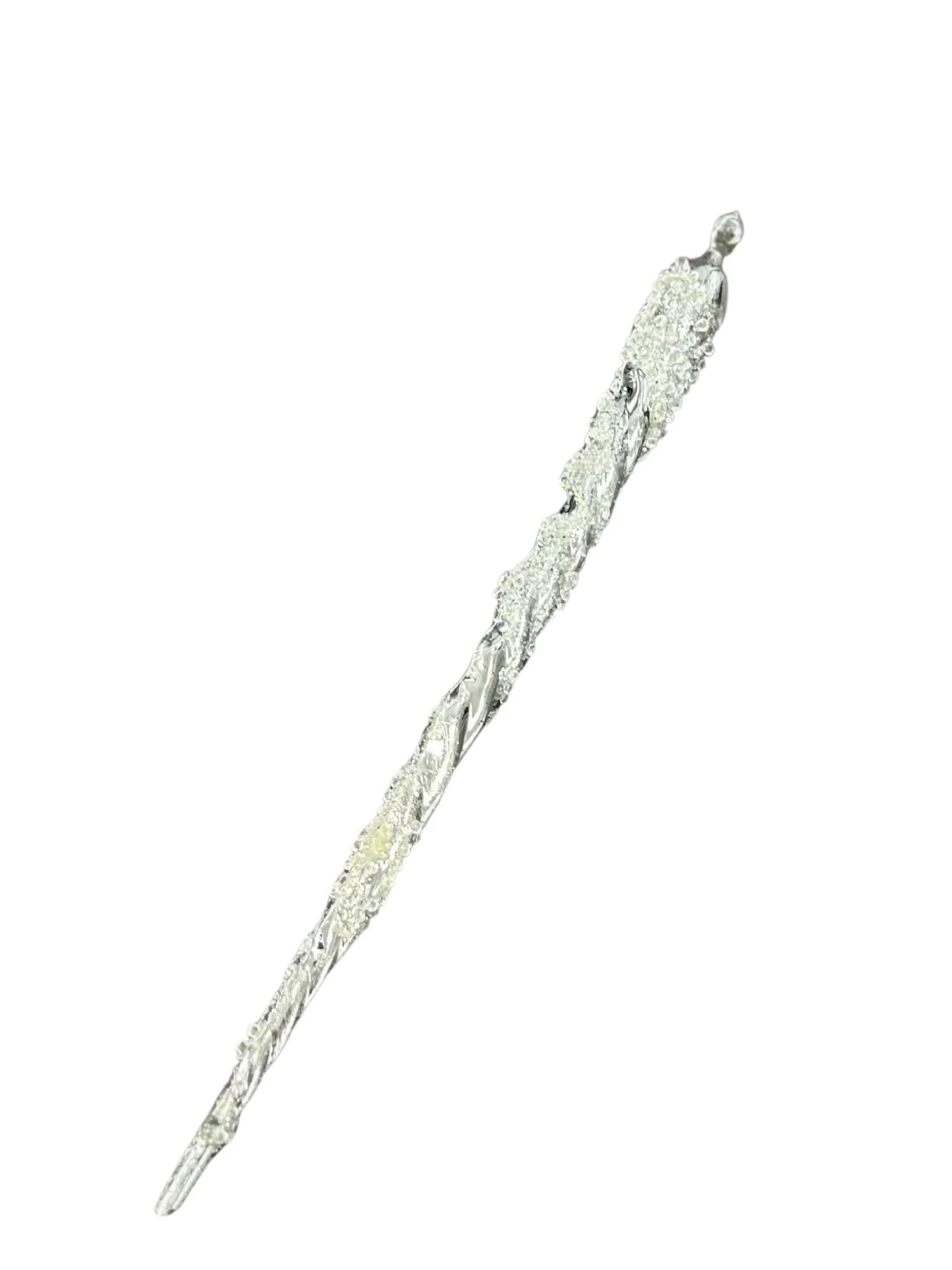 14" ICED SILVER PLATED ACRYLIC ICICLE ORN