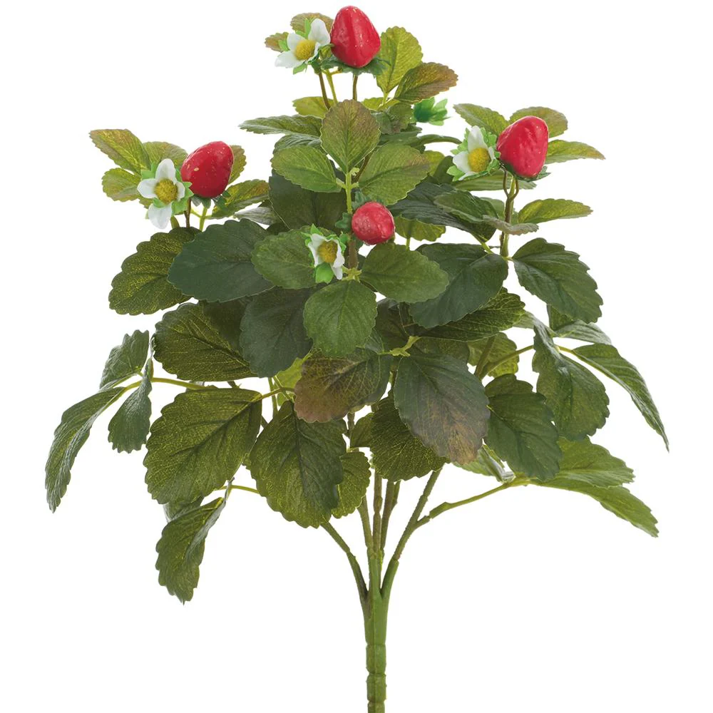 15" Strawberry/ Real Touch Leaf Bush Green Red