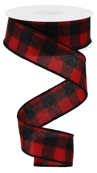 1.5"X10yd Woven Fuzzy Flannel Check Ribbon