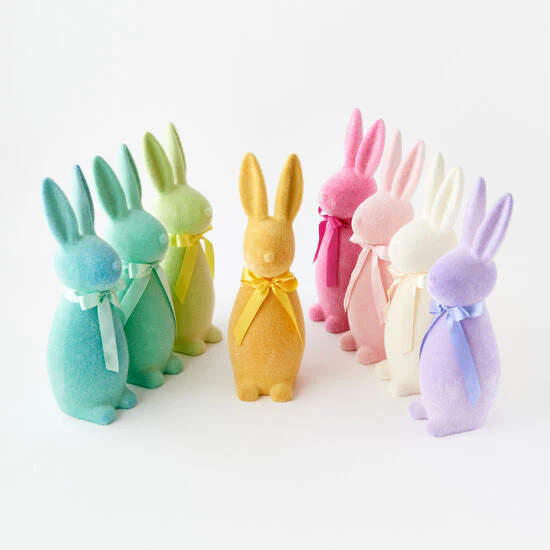 16" Flocked Pastel Button Nose Bunny