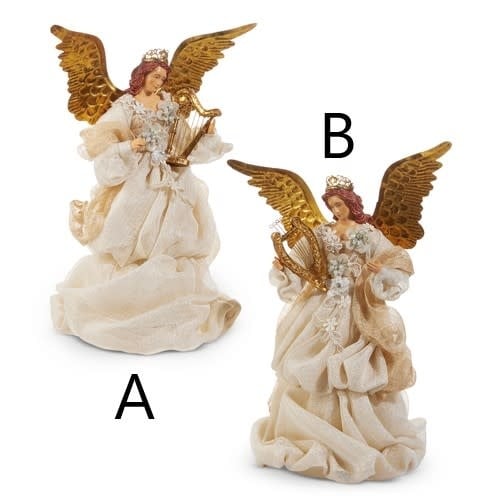 16" Golden Ivory Angel Tree Topper - Sold Individually