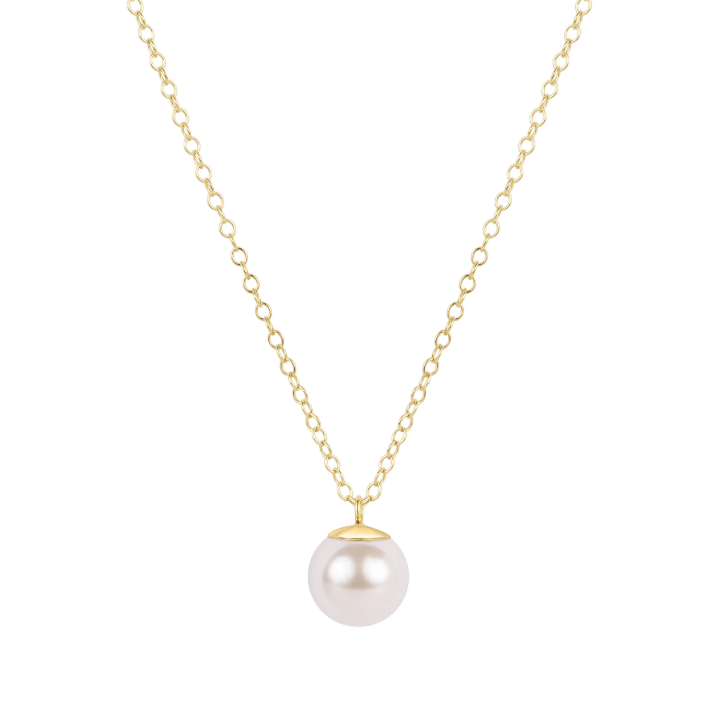 16" Necklace Gold - Classic Pearl 10mm Charm