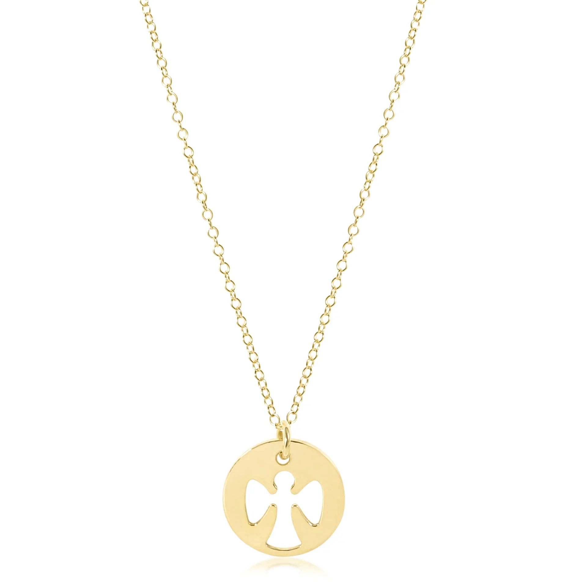 16" Necklace Gold - Guardian Angel Gold Disc