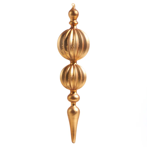 16" Rusted Mercury Glass Gold Finial Ornament