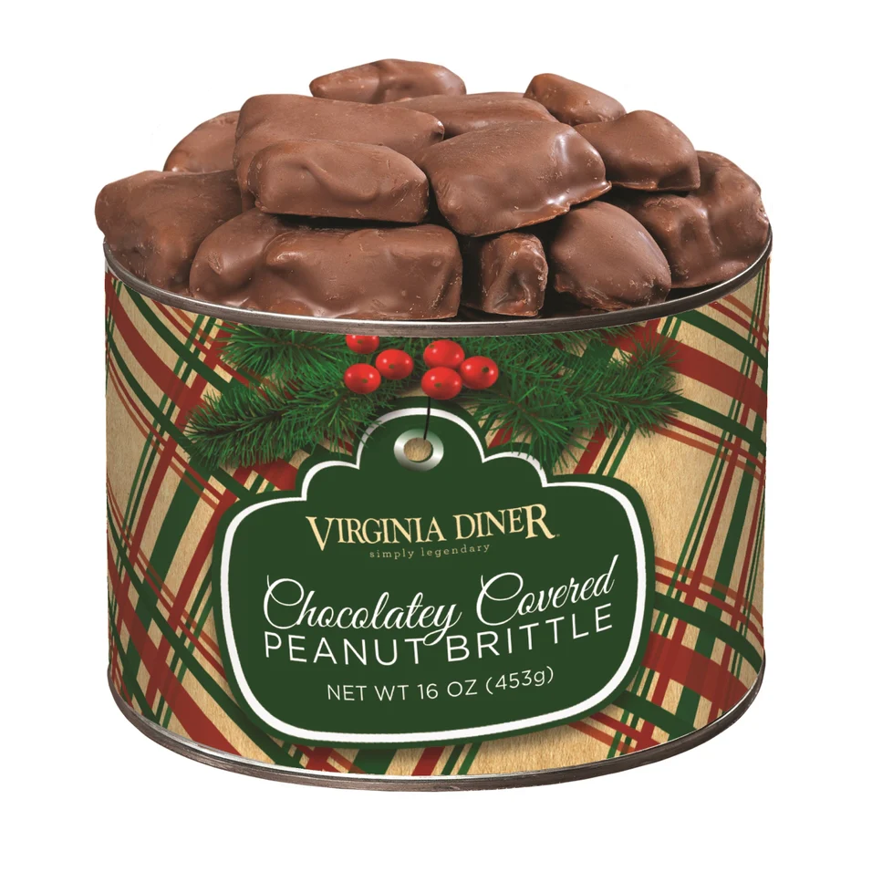 16oz. Holiday Plaid Chocolate Covered Peanut Brittle