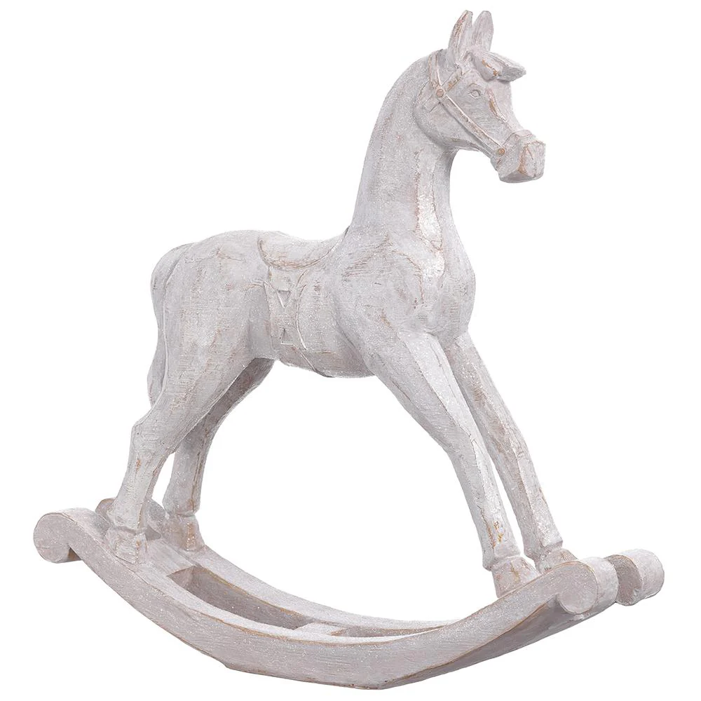 17" Rocking Horse White Antique