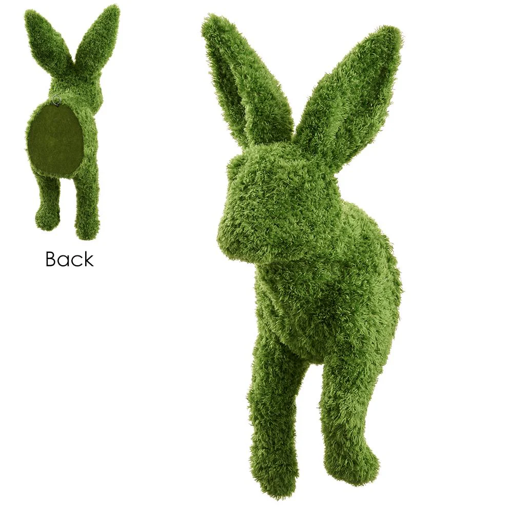 18.5 Inch Furry Moss Covered Bunny Wall Decor Green