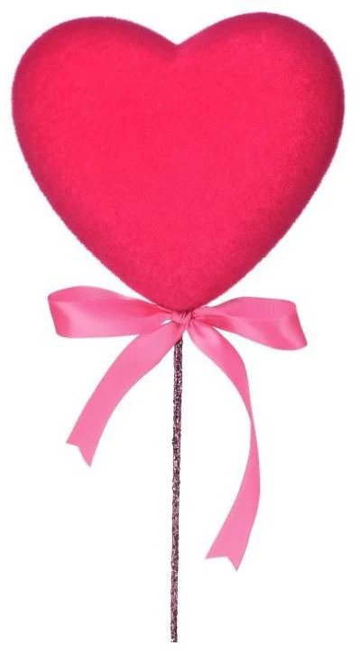 18" Flocked Solid Heart Pick