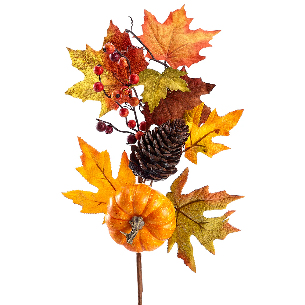 18" Pumpkin/Berry/Pine Cone Spray