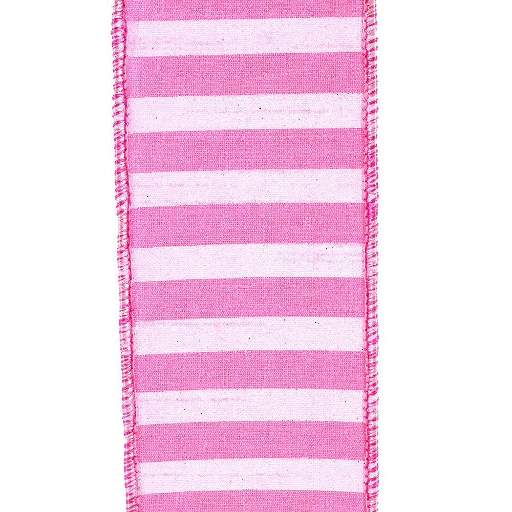 2-1/2 Inch Cabana Stripe Horizontal Dupioni Lux Wired Edge Pink - Image 2