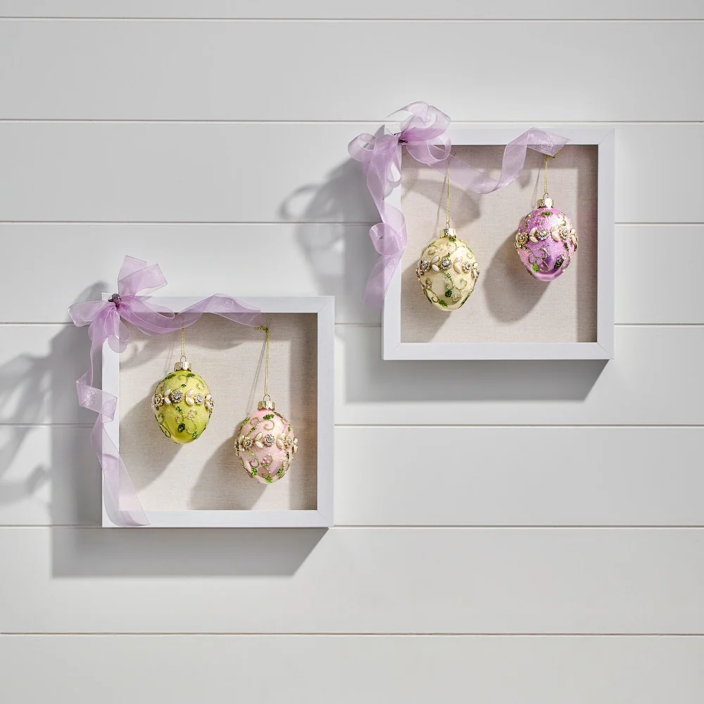 2.5" Glass Jewel Fleurette Egg Ornament - Sold Individually - Image 3