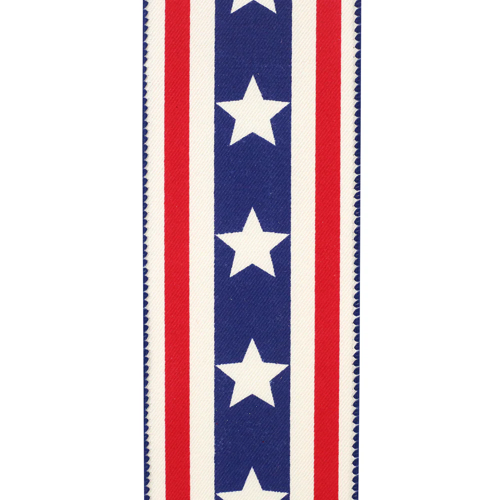 2.5  Inch Stripes and Stars Canvas Continuous Wired Edge - Image 2