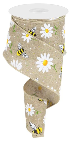 2.5"X10yd Bumble Bee/Daisy On Royal