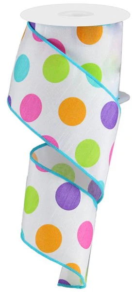 2.5"X10yd Multi Polka Dots/Faux Dupioni