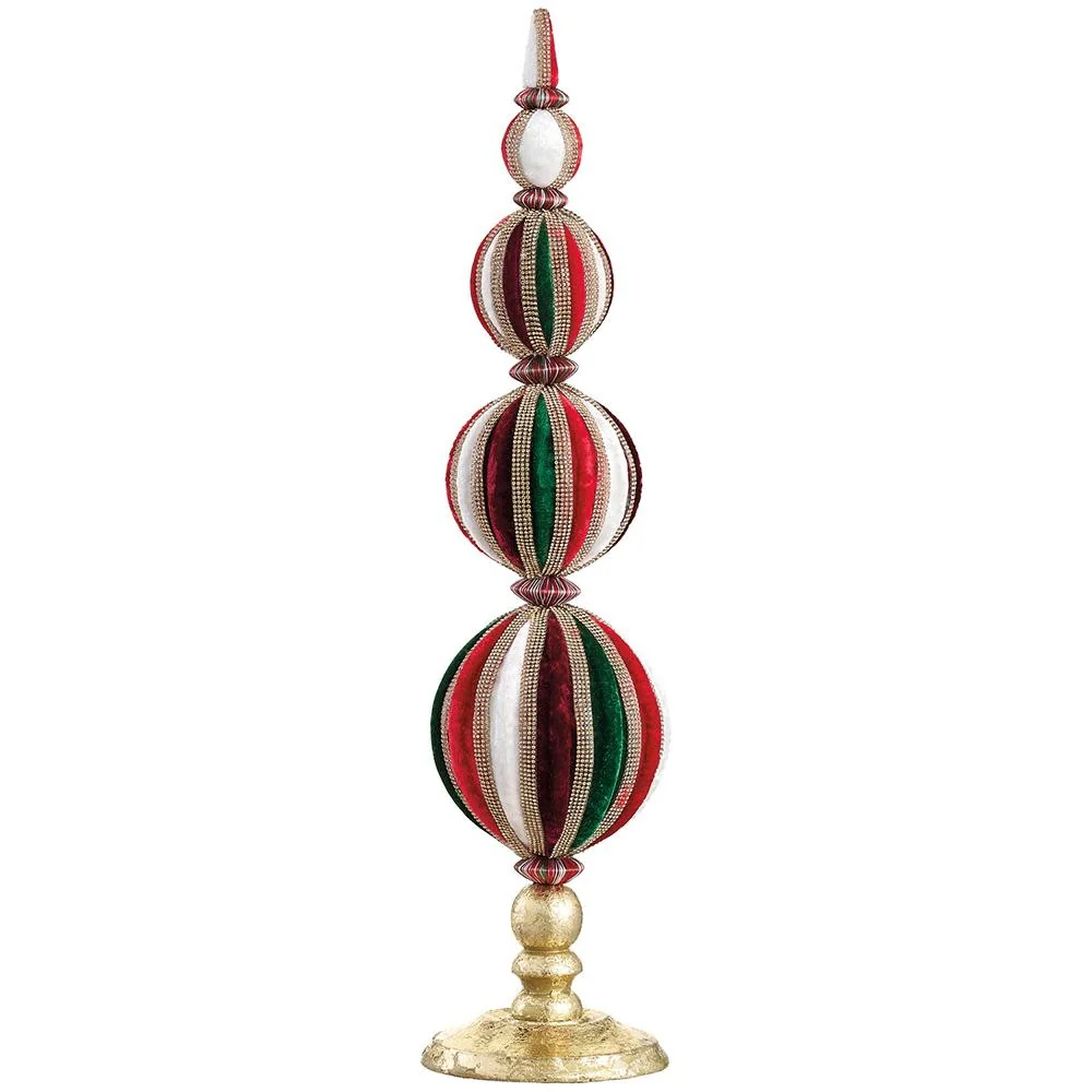 20" Diamond Velvet Ball Table Top Red Green