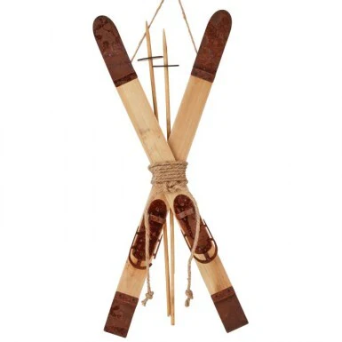 21" Metal Winter Skis Pole Ornament - Image 2