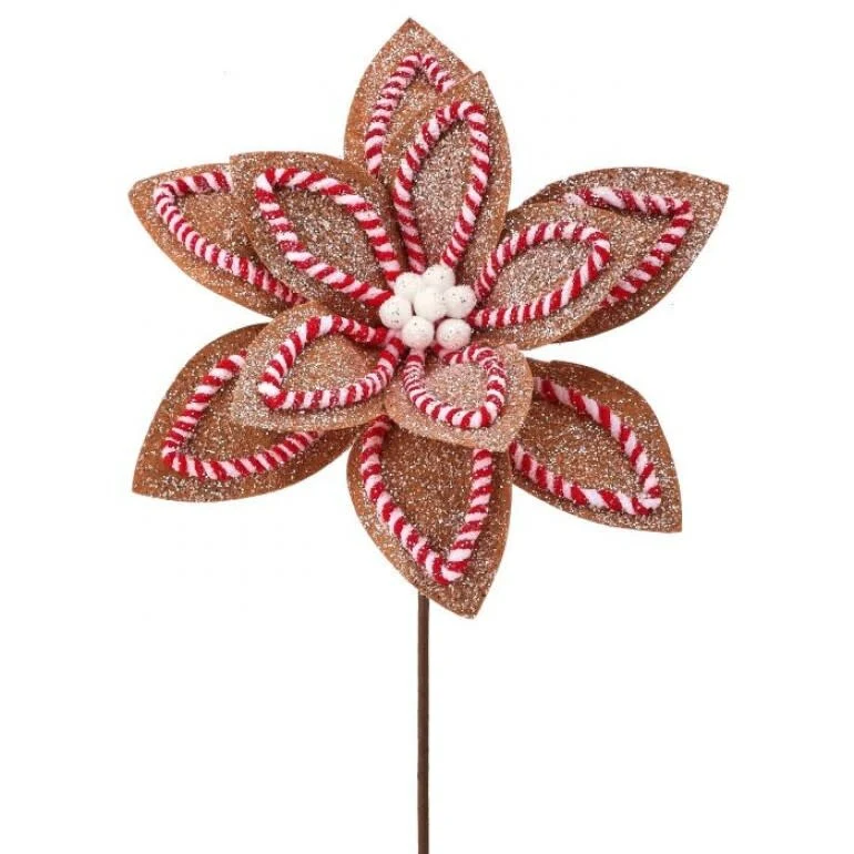 22" Sugar/Spice Poinsettia Stem - Image 2