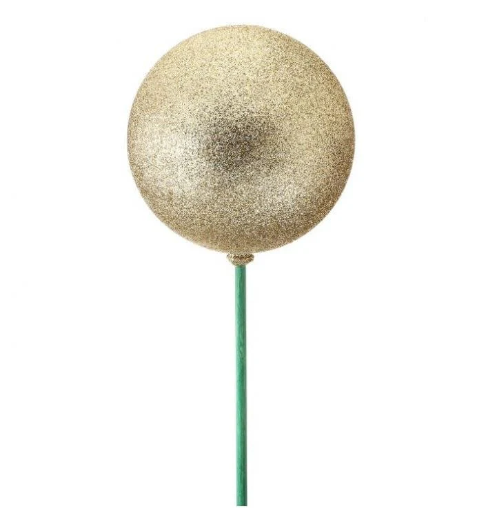 23" Glittered Vacuum Plate Ball On Green Wood Stake