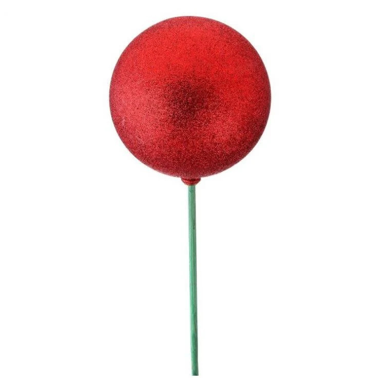 23" Glittered Vacuum Plate Ball On Green Wood Stake - Image 2