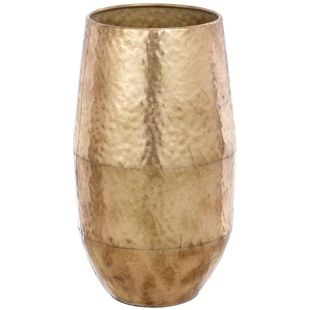 24" Metal Planter Gold Antique