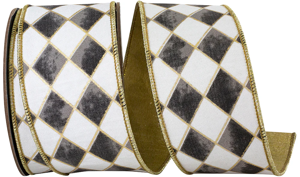 Harlequin Diamond Gilded Deluxe Outline Wired Edge Ribbon - Image 4
