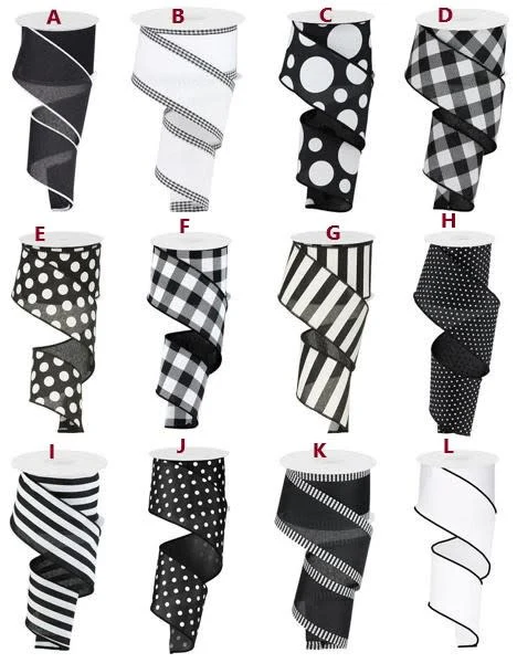 2.5" x 10yd Black/White Ribbon - Image 2