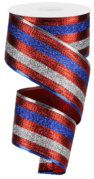 2.5" x 10yd Glitter Stripes Ribbon - Image 2
