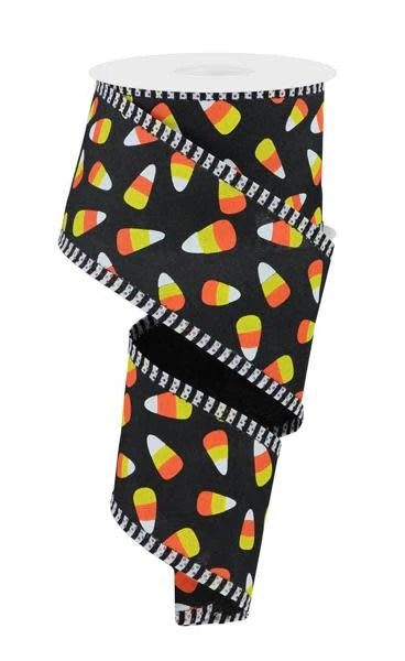 2.5" x 10yd Mini Candy Corn/Stripe Ribbon