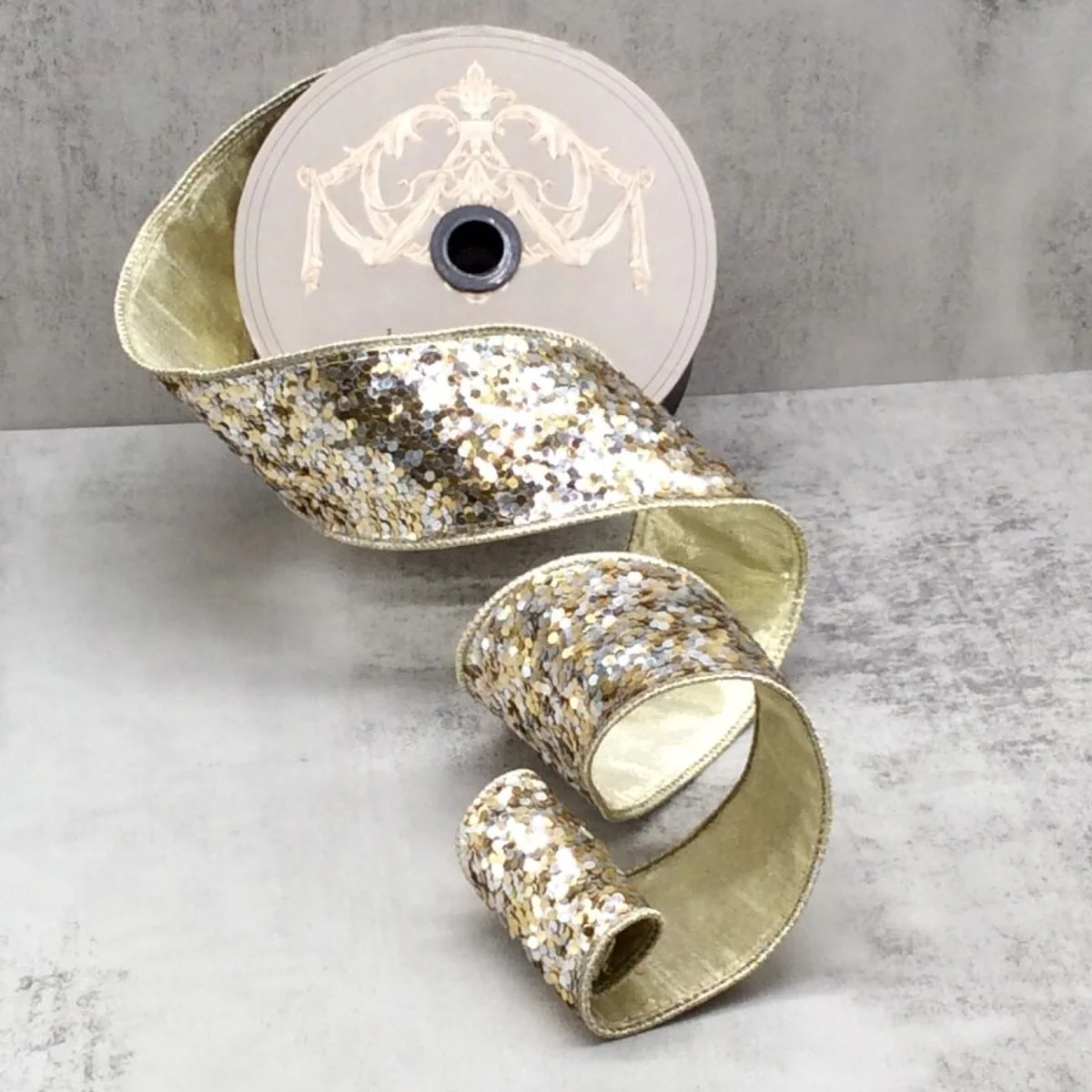 2.5" x 10yds Cirque Glitter, Silver Gold - Image 2