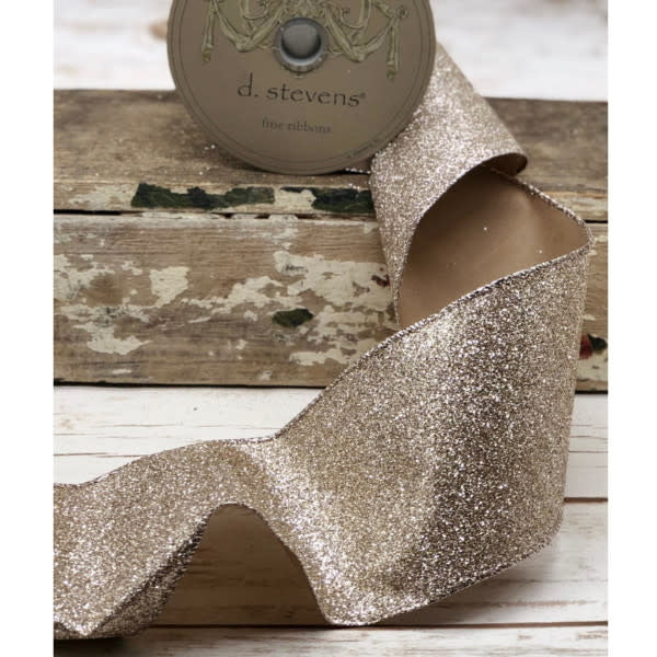 2.5" X 10yds Vintage Glitter Ribbon, Platinum