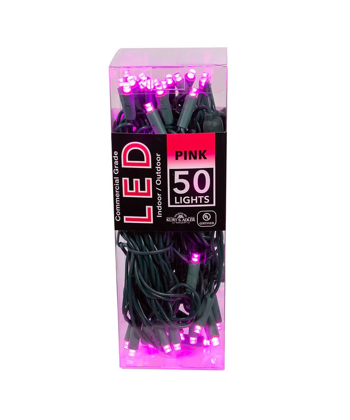 25.5' UL 50-Light Pink 5MM LED Green Wire Light - Image 5