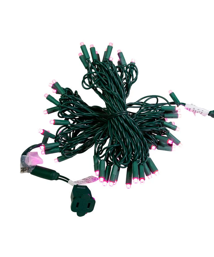 25.5' UL 50-Light Pink 5MM LED Green Wire Light - Image 6