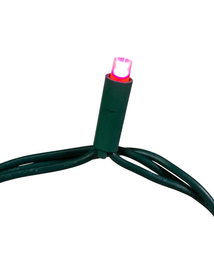 25.5' UL 50-Light Pink 5MM LED Green Wire Light - Image 7
