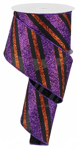 2.5"X10yd Diagonal Glitter Stripe/Royal Ribbon - Image 5